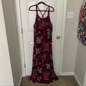 Stunning Plum Maxi Dress with Lace Detail NWT